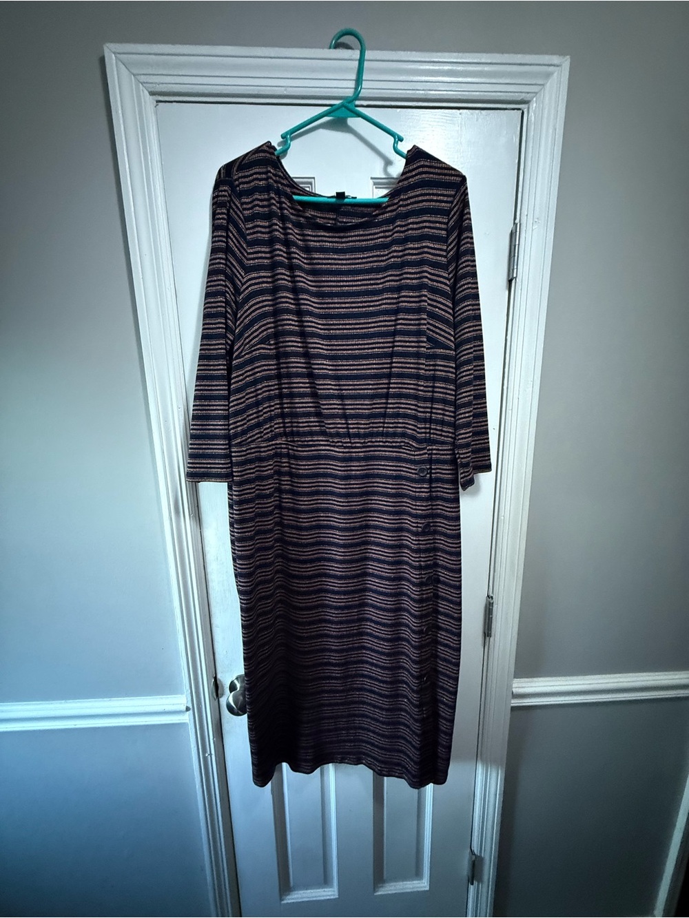 Lane Bryant Striped Midi Dress in Navy and Orange
